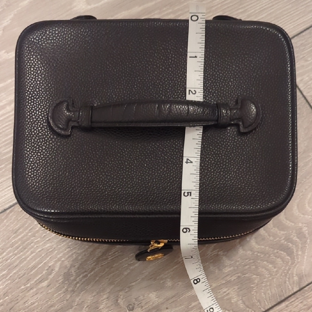 CHANEL Vintage Black Caviar Leather Vanity Pouch Top Handle - Picture 11 of 13